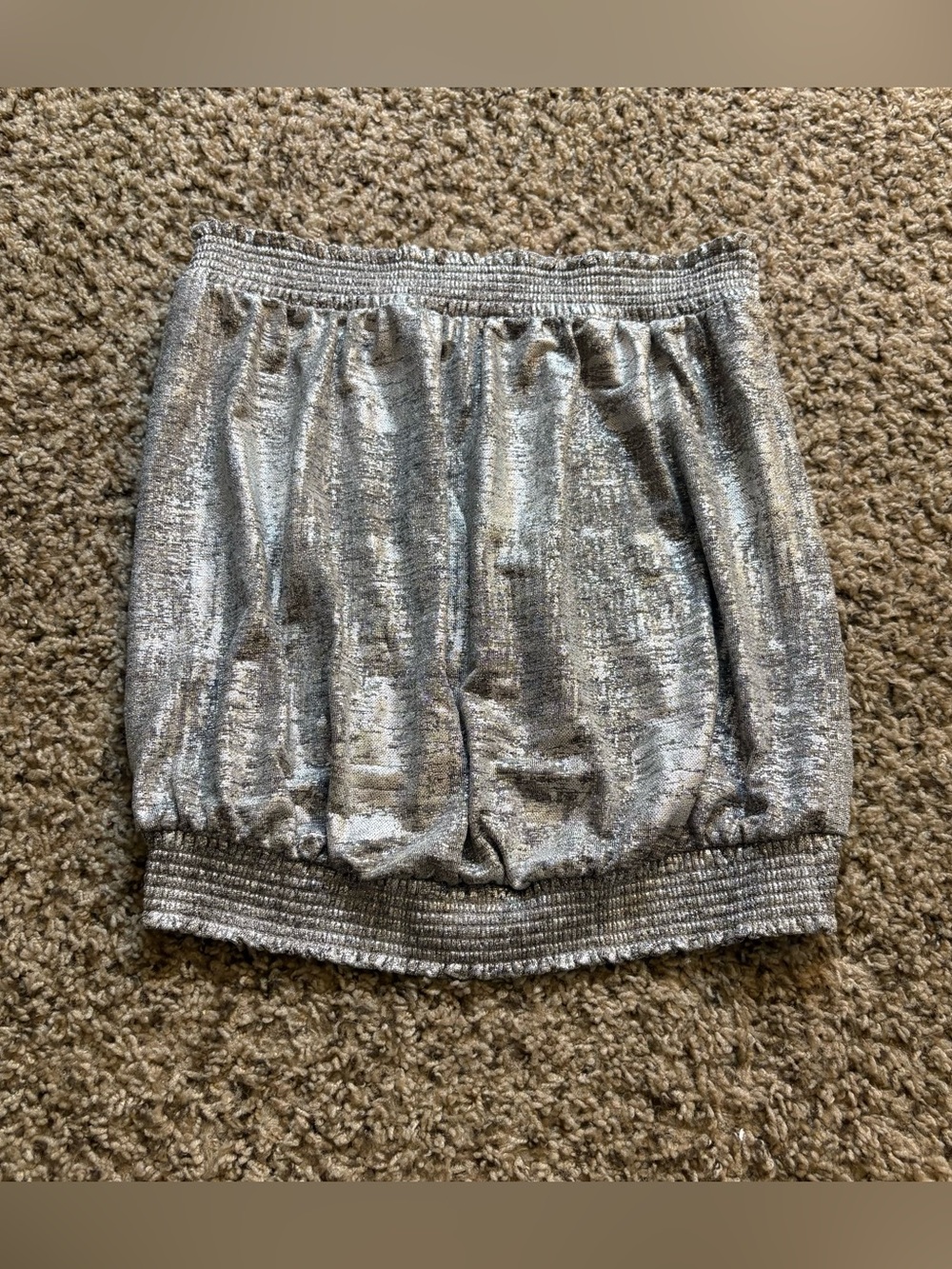 Anthropologie Maiah Metallic Silver Shimmer Tube Top Size Women’s Medium